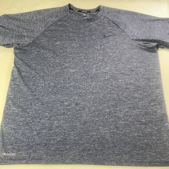 Nike Swim Dri-FIT Blue Heather Short Sleeve Athletic Training Shirt Men’s Large - Picture 1 of 9